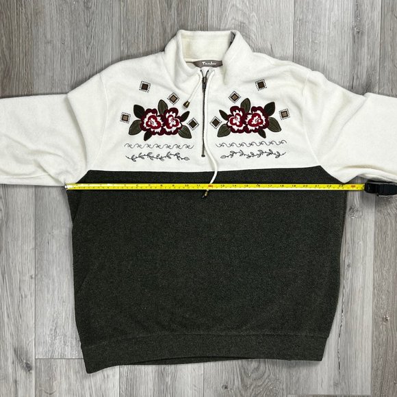 Tanjay Flowers Women's 1X Quarter Zip Fleece Sweater - Picture 7 of 9